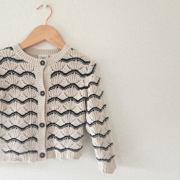 Zara Other - Zara Kids Beige and Black Patterned Sweater